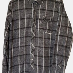 Billabong Black and Gray Plaid Long-Sleeve Shirt